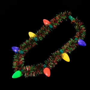 Christmas light up tinsel necklace festive party flashing bulb decoration accessory jewelry