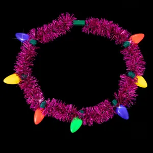 Weihnachtliche leuchtende Tinsel Halskette Party Mode bunte Lichter Schmuck Accessoire Detail