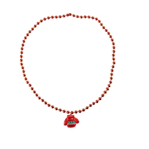 Collar de cuentas con colgante de suéter rojo de Navidad accesorio festivo joyería navideña
