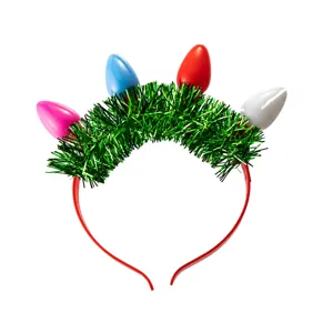 Christmas tinsel light bulb headband party festive colorful hair hoop cute holiday accessory
