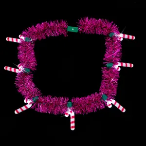 Weihnachten leuchtende Lametta Halskette mit Zuckerstangen Lampen für Festliche Party.