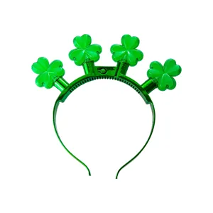 Green shamrock headband LED light up clover hair hoop St Patrick Day party hair accessories