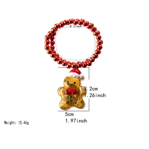 Bracciale luminoso di perline rosse con ciondolo omino di pan di zenzero natalizio regalo