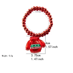 Bracciale di perle rosse di Natale con ciondolo maglione carino, regalo festivo ideale.