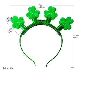 St. Patrick's Day green clover headband festive hair hoop party costume accessory 21cm