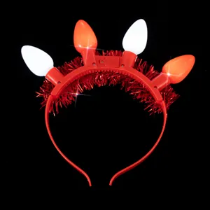 LED leuchtende Glühbirne Haarreif roter Lametta Festival Party Haarschmuck für Frauen