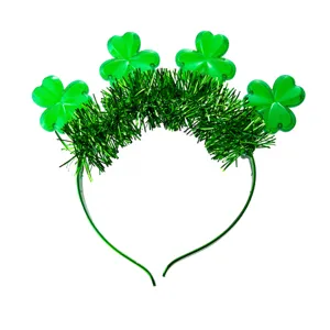 St. Patrick's Day clover headband green tinsel hair hoop festive party headwear accessories