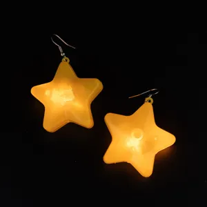 Luminous star earrings yellow glowing pentagram earrings fashion trendy jewelry gift