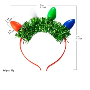 Christmas light bulb tinsel headband festive holiday party hair accessories for women and girls.