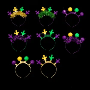Mardi Gras LED light up headbands party hair hoops festive flashing costume accessories