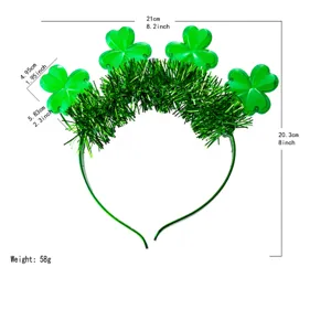 St. Patrick's Day green clover headband festival party hair accessory with tinsel
