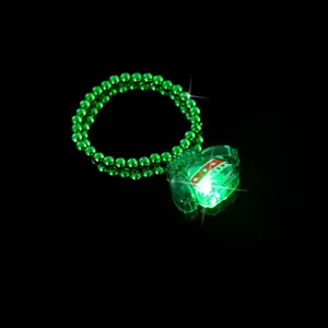 Christmas green beaded bracelet with light up sweater pendant festival holiday gift accessory