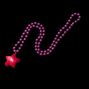 Leuchtende Stern Anhänger Halskette rosa Perlenkette Party Festival Schmuck Geschenk