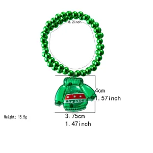 Dettaglio del braccialetto con maglione luminoso di Natale che mostra dimensioni precise.