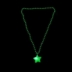Weihnachten grüne Perlenkette mit leuchtendem Stern Anhänger, Party Schmuck Geschenk.