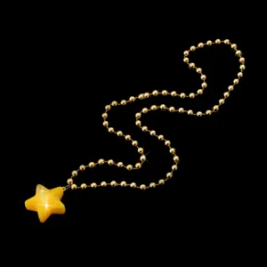 Goldene Perlenkette mit gelbem Stern Anhänger für Party, Feiertag Festival Schmuck Geschenk.