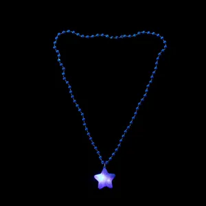 Blaue Perlenkette mit leuchtendem Sternanhänger für Weihnachtsgeschenke und Partydekoration.