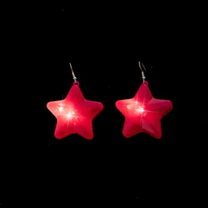 LED Oplichtende Ster Oorbellen Rood Festival Feest Accessoires Vrouwen Sieraden Cadeau