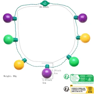 LED carnival light up necklace festival party accessory with colorful bulb decorations.