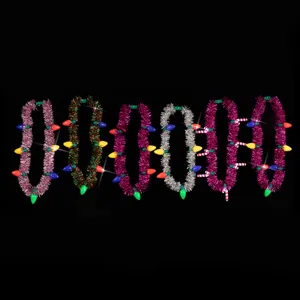 Weihnachten LED Leuchtende Halskette Lametta Glühende Glühbirne Zuckerstange Halskette Festliche Party Dekoration Schmuck Für Unisex