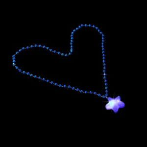 Leuchtende Stern Halskette blaue Perlenkette glühender Pentagramm Anhänger Party Schmuck