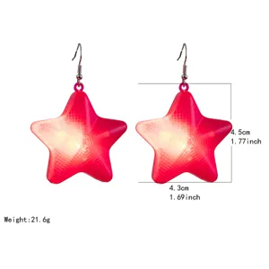 Kerst oren lichtgevende ster oorbellen rode pentagram hanger feest sieraden 4.5cm