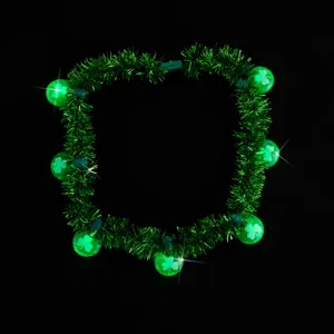 St. Patricks Tag Gruene Lametta LED Halskette Kleeblatt Licht Girlande Party Dekoration