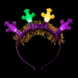 LED leuchtender Karneval Haarreif mit bunten Lichtern und Lametta für Party Events.
