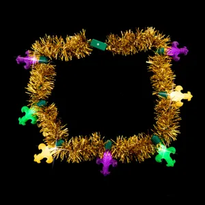 Mardi Gras LED leuchtende Lametta Halskette Party blinkende Festival Girlande Deko