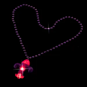LED glowing fleur-de-lis pendant necklace purple beaded carnival party costume jewelry accessory