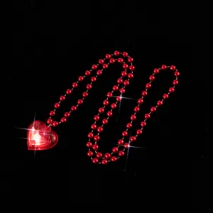 Valentine LED glowing heart pendant necklace red bead party jewelry gift accessories.