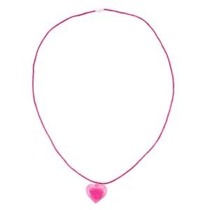 Valentine LED glowing heart pendant necklace with pink cord for party gifts and events.