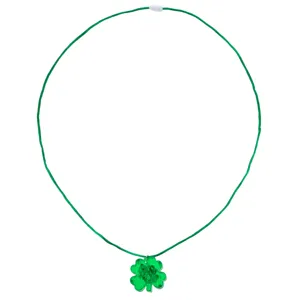 St. Patricks Day leuchtende Halskette mit LED Licht vierblättriges Kleeblatt Anhänger grün Party