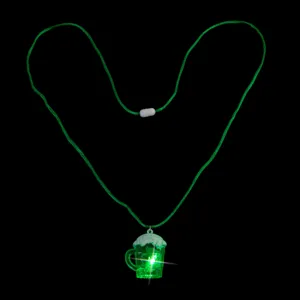 LED Leuchtender Bierkrug Halskette St Patricks Day Party Leuchtanhaenger Gruenes Band