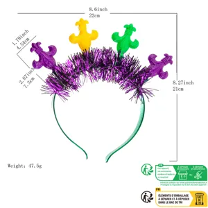 Mardi Gras leuchtender Haarreif mit bunten Lilien und Lametta Party Haarschmuck für Festival