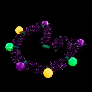 Beleuchtete Lametta-Halskette mit bunten Leuchtkugeln fur Feiertag Party Karneval Deko.