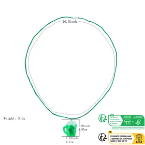 LED leuchtende Bierglas Halskette Anhänger St Patricks grüne Kordel 16.5 Zoll Party Schmuck