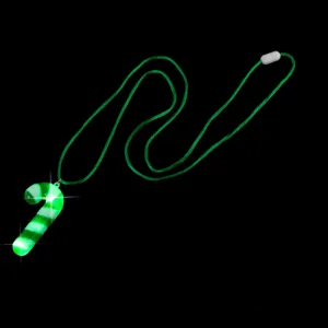 LED leuchtende Weihnachtszuckerstange Halskette Party leuchtender Anhänger grüne Kordel