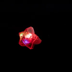 Nahaufnahme des leuchtenden Sternrings mit bunten LED-Blitzlichtern fuer Kinderparty.