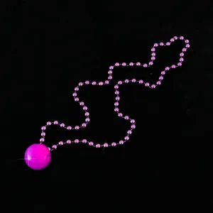 Carnival glowing bead chain necklace with large disco ball luminous pendant for party.