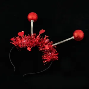 Valentine red tinsel spring ball headband party glowing hair hoop festival costume