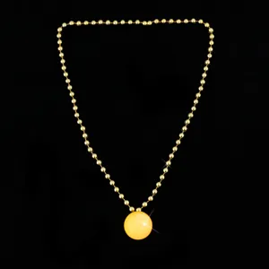 Carnival glowing necklace nightclub style luminous pendant yellow disco ball bead chain