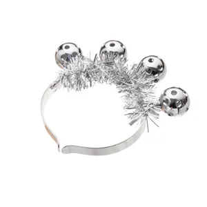 Silver tinsel disco ball headband glowing music festival party hair hoop silver accessory