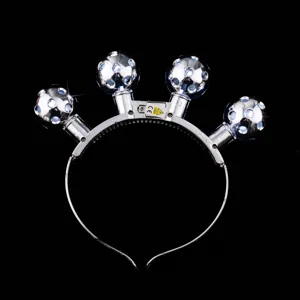 Serre-tête boule disco LED lumineux fête accessoire cheveux festival coiffe argentée étincelante