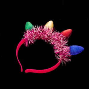 Christmas tinsel LED hair hoop festive colorful bulb headband holiday party hair accessory