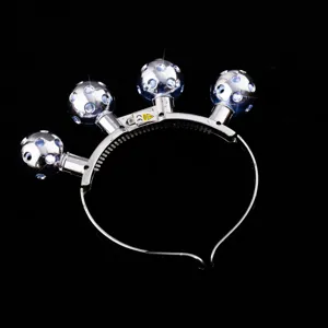 Serre-tête Lumineux LED Boule Disco Pailleté Miroir Anneau de Cheveux Festival de Musique Fête Accessoires Cheveux Femmes Hommes