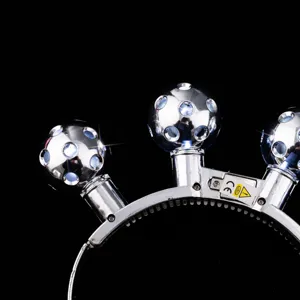 Serre-tete Boule Disco LED Lumineux Fete Cheveux Accessoire Festival Coiffe Argent Nouveaute