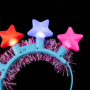 LED light up star headband with tinsel for Christmas party and concert events festival decor.