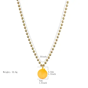 Carnival glowing bead necklace with yellow disco ball pendant, 33 inch nightclub jewelry.