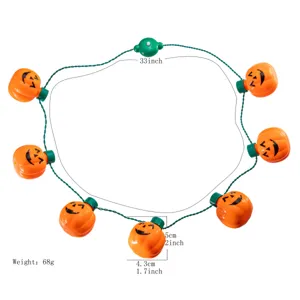 Halloween glowing pumpkin necklace string light party decoration 33 inch length 68g spooky